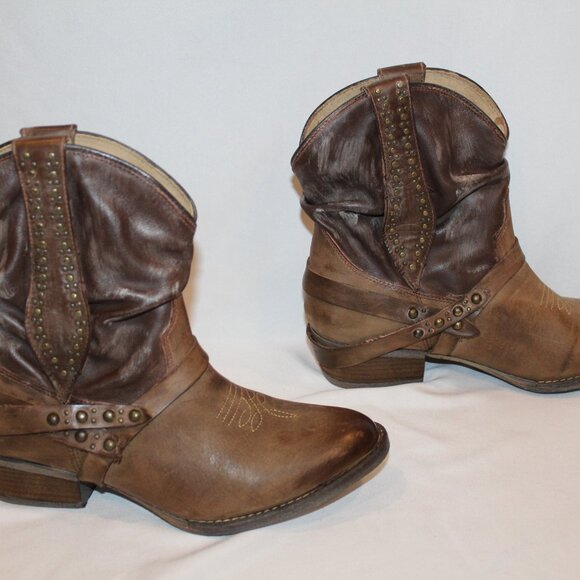 NIB CIRCLE G WOMEN'S SLOUCH WESTERN‎ ANKLE COWBOY BOOTS BROWN SZ 6 - Picture 5 of 6